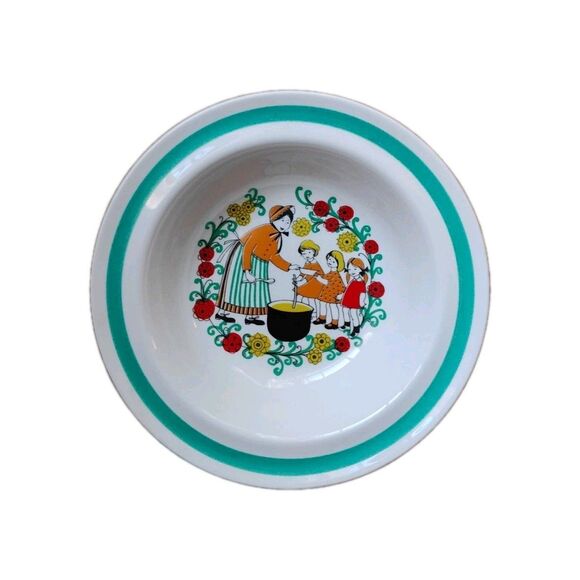 Vintage Arabia Of Finland Childs Rimmed Cereal Bowl Woman Children 6.5" - Picture 1 of 4